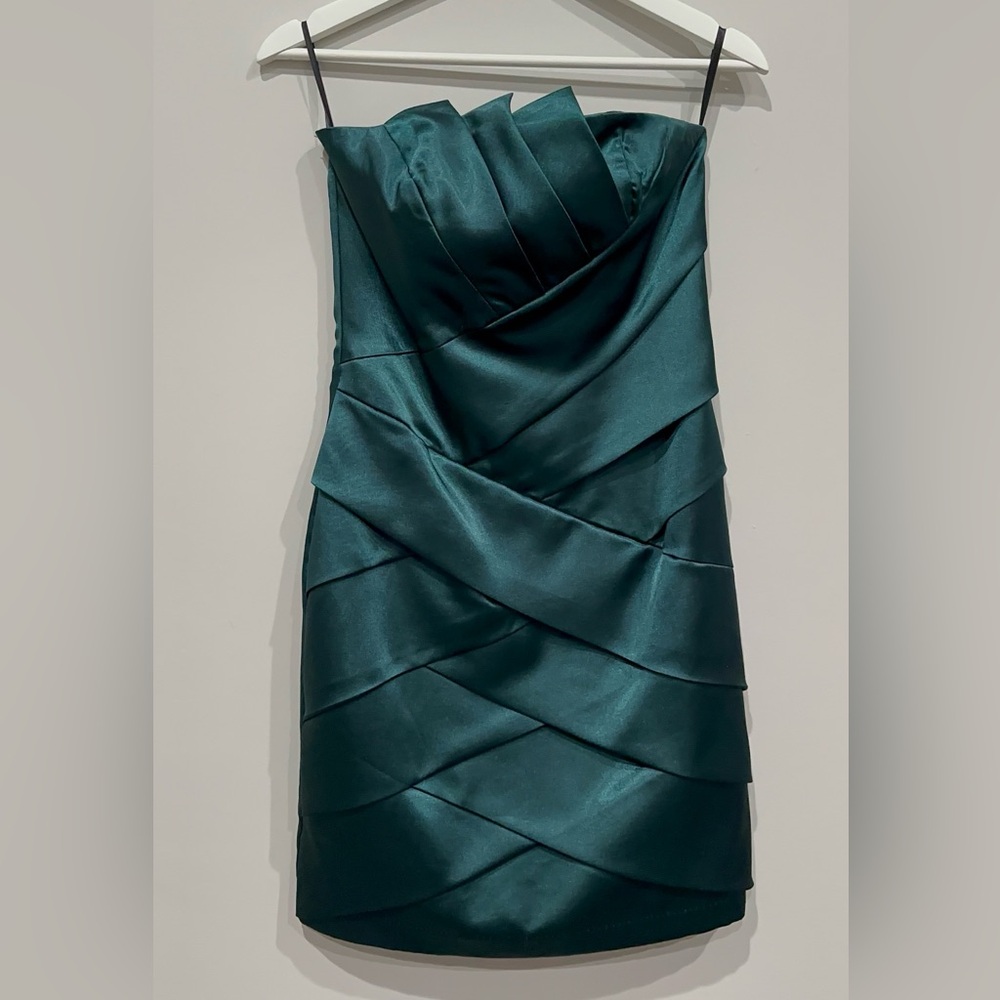 Jessica McClintock Strapless Dark Green Dress